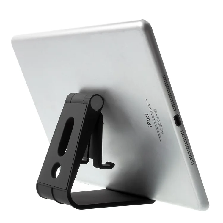 Rubberized Plastic Adjustable Desktop Stand for iPhone iPad Samsung - Black