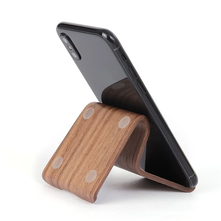 SAMDI Creative Double Position Setting Wood Holder Desktop Stand for iPhone Samsung etc Smartphone - Coffee