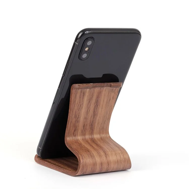 SAMDI Creative Double Position Setting Wood Holder Desktop Stand for iPhone Samsung etc Smartphone - Coffee