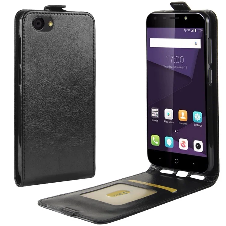 Crazy Horse Texture Vertical Flip Leather Case with Card Slot for ZTE Blade A6 Lite - Black