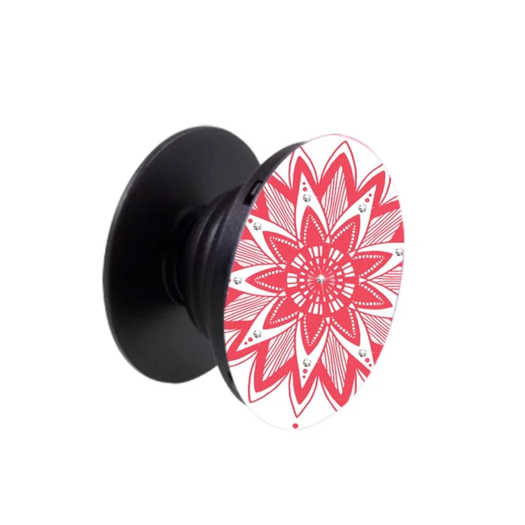 NXE Mandala Series Rhinestone Decorated Mobile Phone Finger Grip Expanding Mount for iPhone Samsung Smartphone - Red