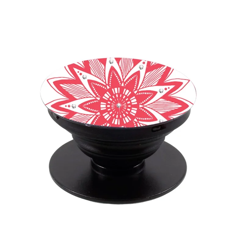 NXE Mandala Series Rhinestone Decorated Mobile Phone Finger Grip Expanding Mount for iPhone Samsung Smartphone - Red