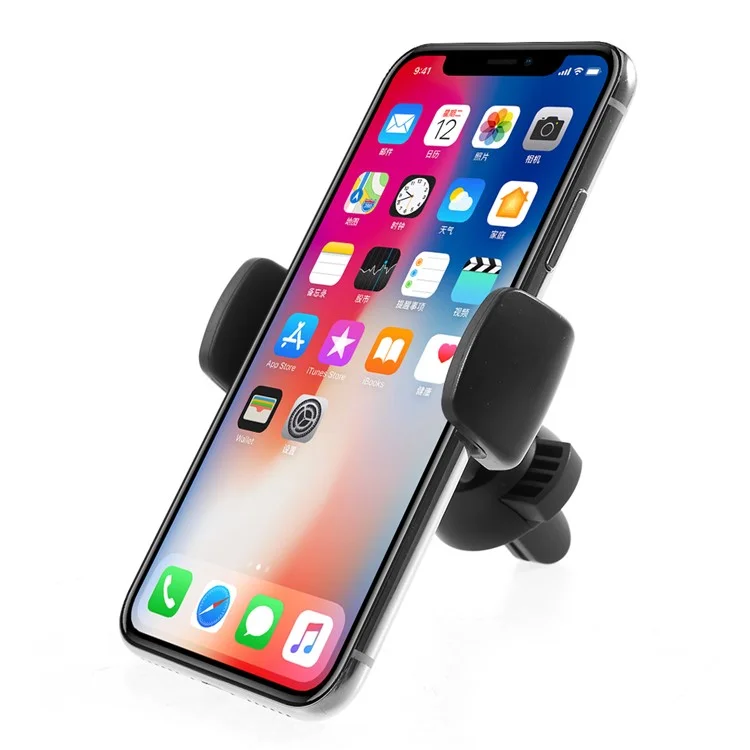 360 Degree Rotary Car Air Vent Smartphone Mount for iPhone Samsung LG etc, Width: 53-83mm - Black