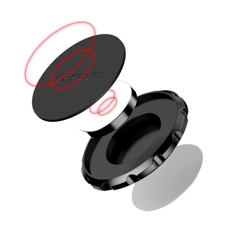 CAFELF Flat Gear Shape Universal Magnetic Car Air Vent Mount Holder with Sticker - Black