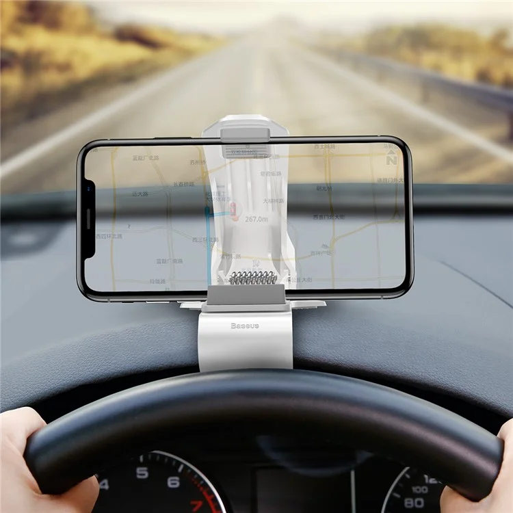 BASEUS Direct-view Navigation Clip Clamp Holder for iPhone X/8/8 Plus - White