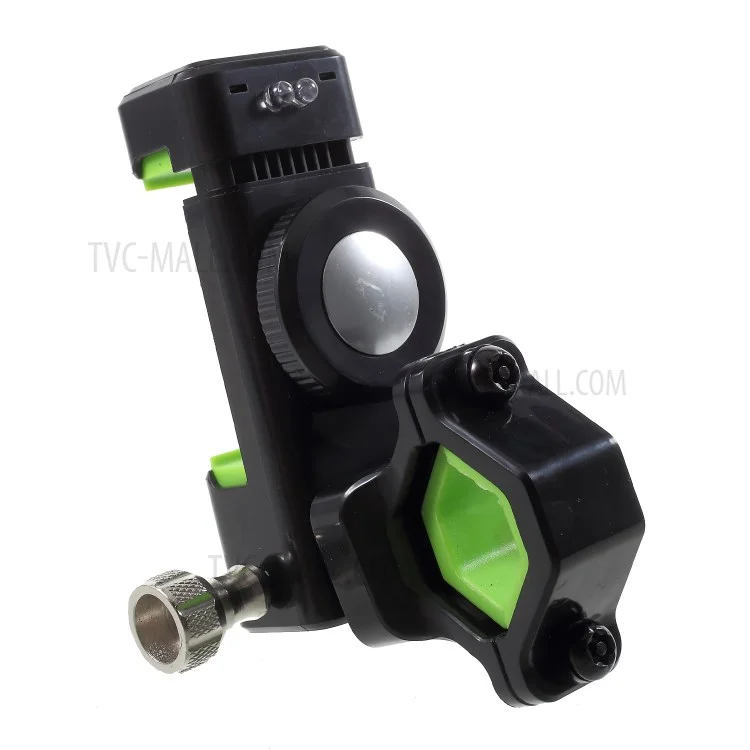 Universal Bike Phone Holder LED Light Handlebar Mount Stand with Compass, Clamp Width: 50-90mm - Green
