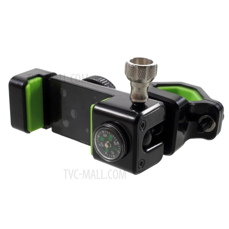 Universal Bike Phone Holder LED Light Handlebar Mount Stand with Compass, Clamp Width: 50-90mm - Green