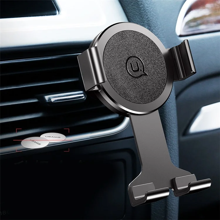 USAMS US-ZJ035 Rotating Metal Car Air Vent Smartphone Mount for iPhone Samsung Huawei - Black