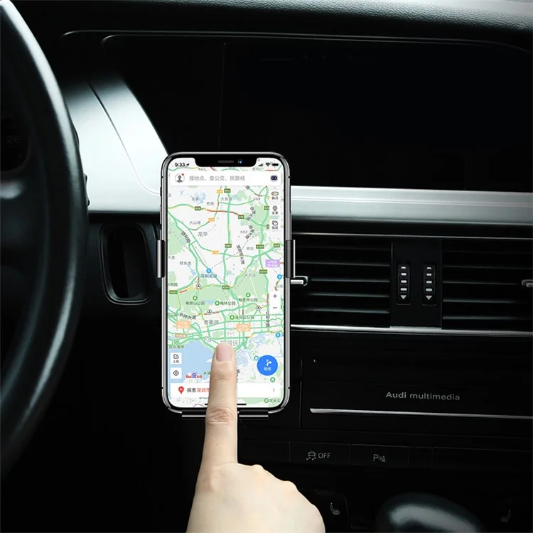 USAMS US-ZJ035 Rotating Metal Car Air Vent Smartphone Mount for iPhone Samsung Huawei - Black
