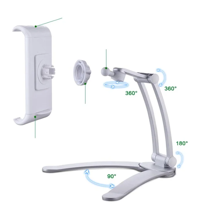 Suporte De Montagem De Parede De Cozinha Universal 2 Em 1 E Suporte De Mesa Para Telefone E Tablet - Prata