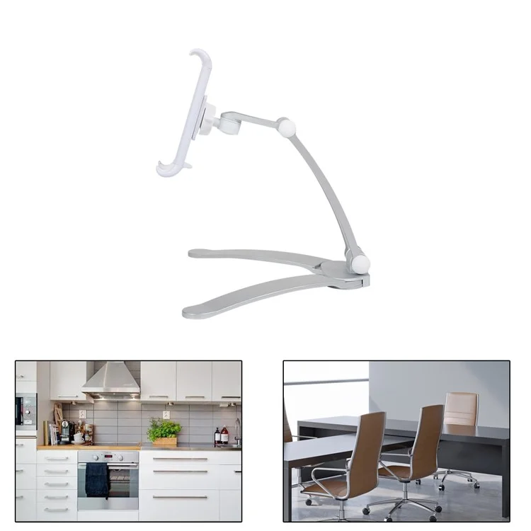 Soporte De Montaje En Pared De Cocina Universal 2 En 1 Y Soporte Para Escritorio Para Teléfono Y Tableta - Plata