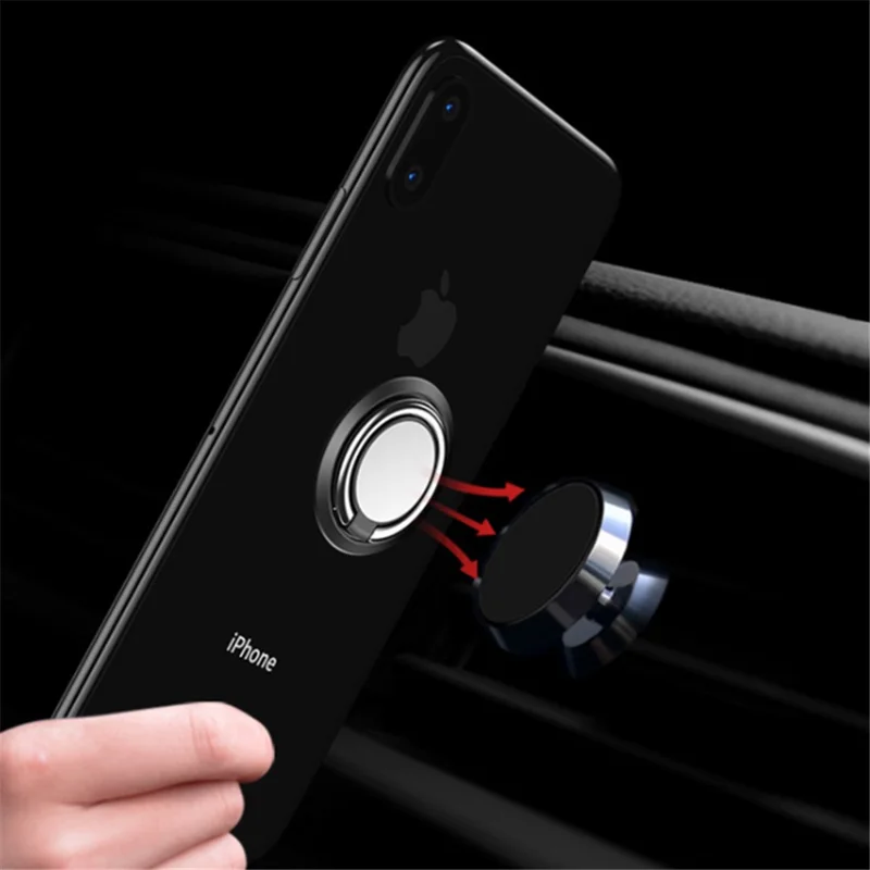 Universal 360° Rotation Finger Ring Phone Stand Holder Cellphone Kickstand Grip for iPhone Samsung - Black