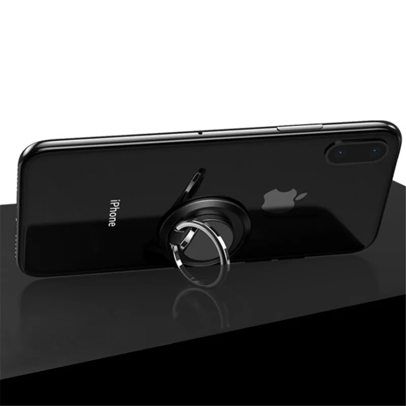 Universal 360° Rotation Finger Ring Phone Stand Holder Cellphone Kickstand Grip for iPhone Samsung - Black