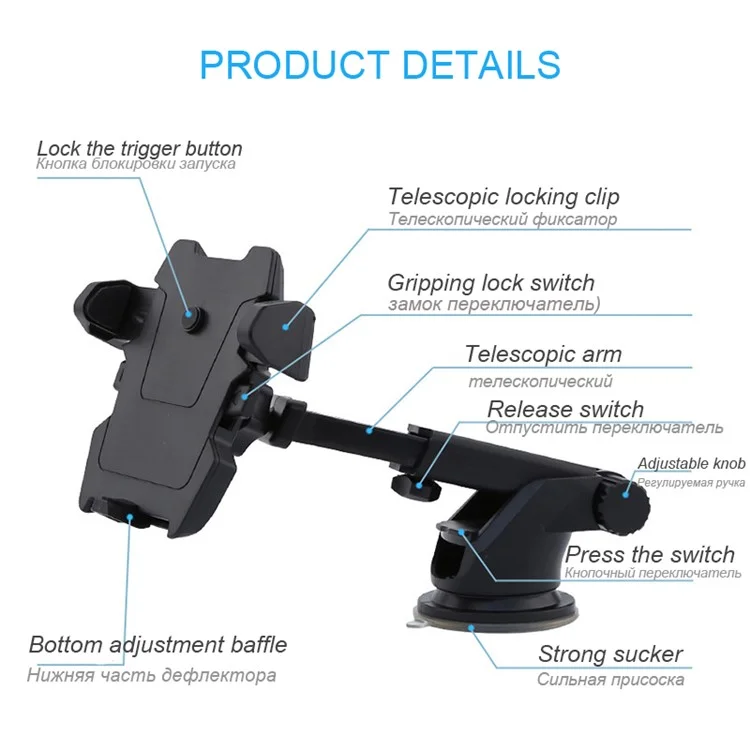 Adjustable Dashboard Gravity Strong Suction Retractable Mount Car Mount