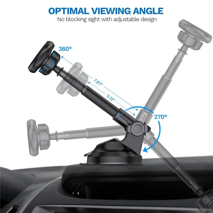 Atração Magnética Forte Universal Montagem de Carro de Montagem Magnética Ajustável Para Iphone Samsung Huawei Etc. - Preto