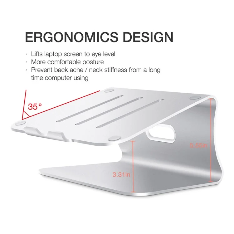 BESTAND Soporte de Aluminio para Portátil Soporte de Refrigeración de Portátil Soporte para MacBook Portátil - Plata