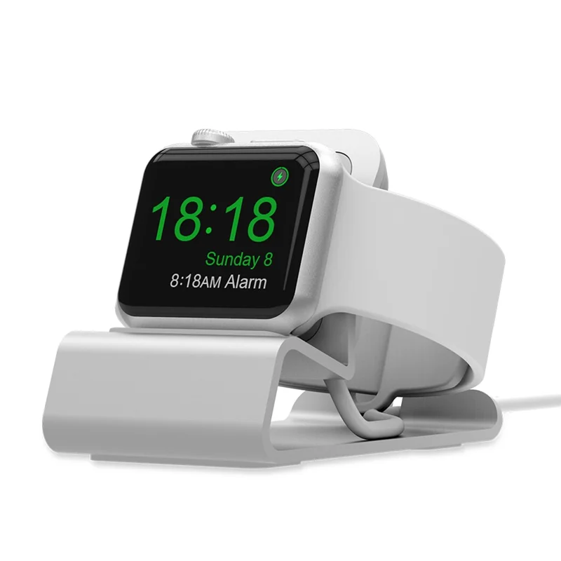 Aluminum Alloy Smart Watch Charging Station Dock Holder Stand for Apple Watch Series 3/2/1 - Silver