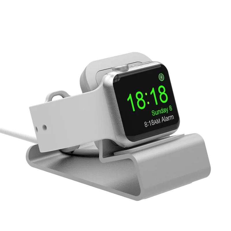 Aluminum Alloy Smart Watch Charging Station Dock Holder Stand for Apple Watch Series 3/2/1 - Silver