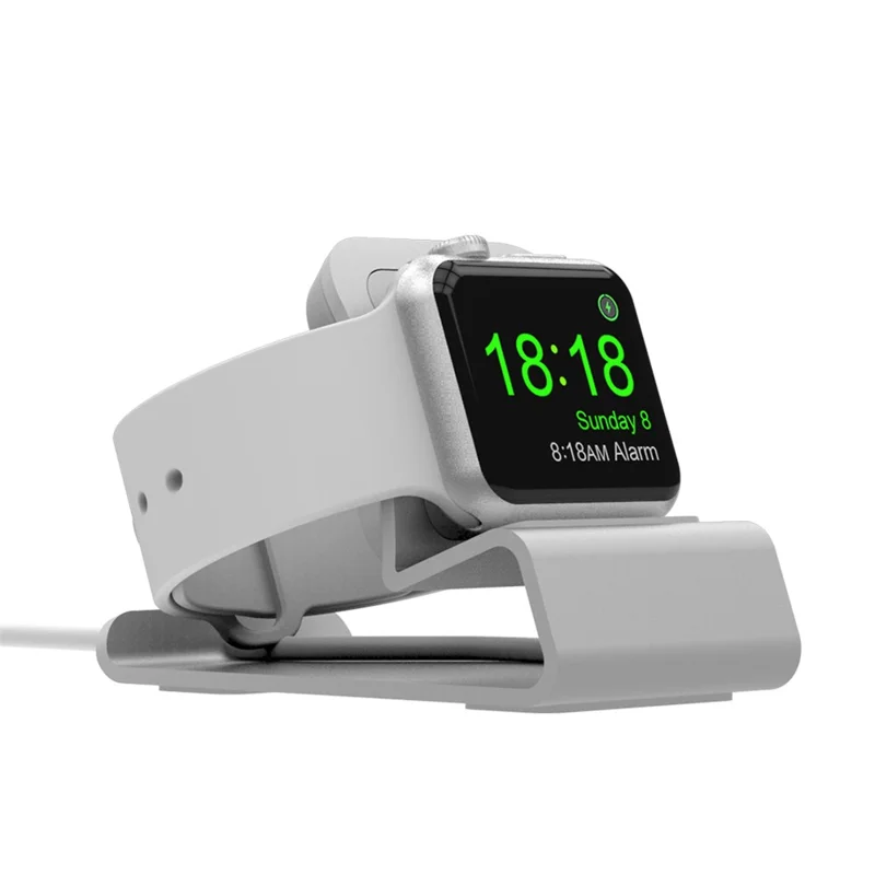 Aluminum Alloy Smart Watch Charging Station Dock Holder Stand for Apple Watch Series 3/2/1 - Silver
