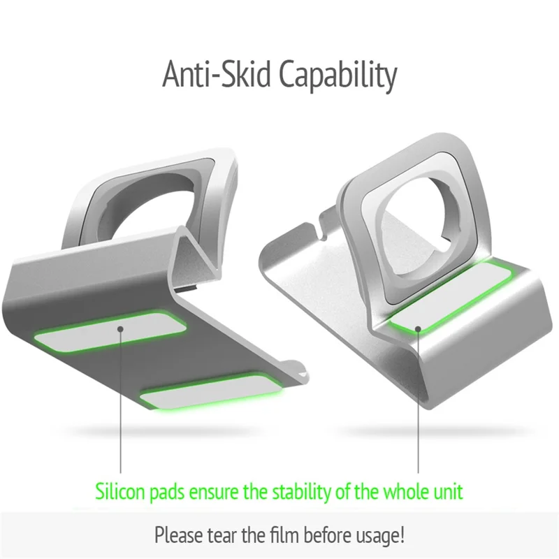 Aluminum Alloy Smart Watch Charging Station Dock Holder Stand for Apple Watch Series 3/2/1 - Silver