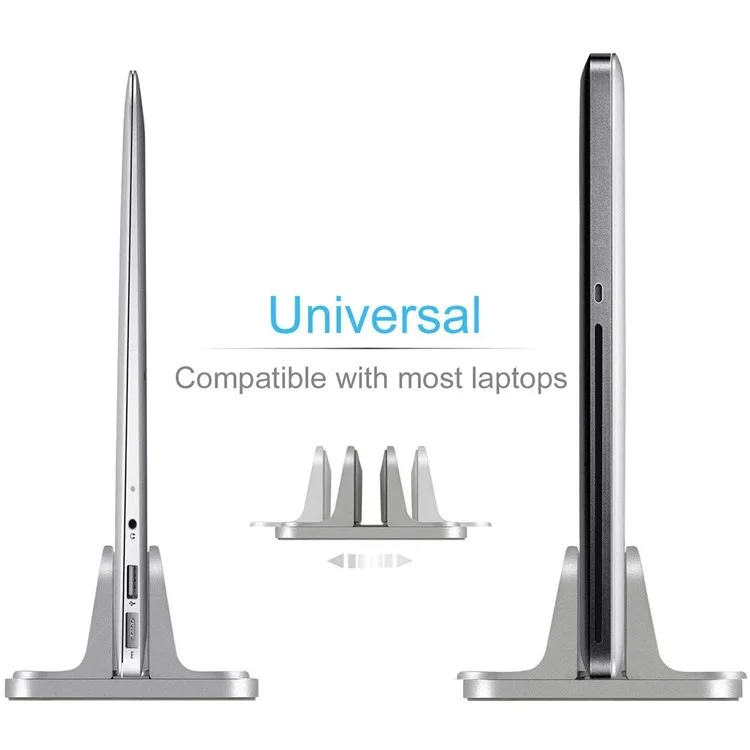 Aluminum Alloy Vertical Laptop Stand Adjustable Desktop Holder - Silver