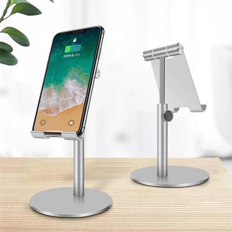 Aluminum Alloy Universal Phone Tablet Desktop Stand Holder 360 Degree Rotation Cellphone Bracket - Silver