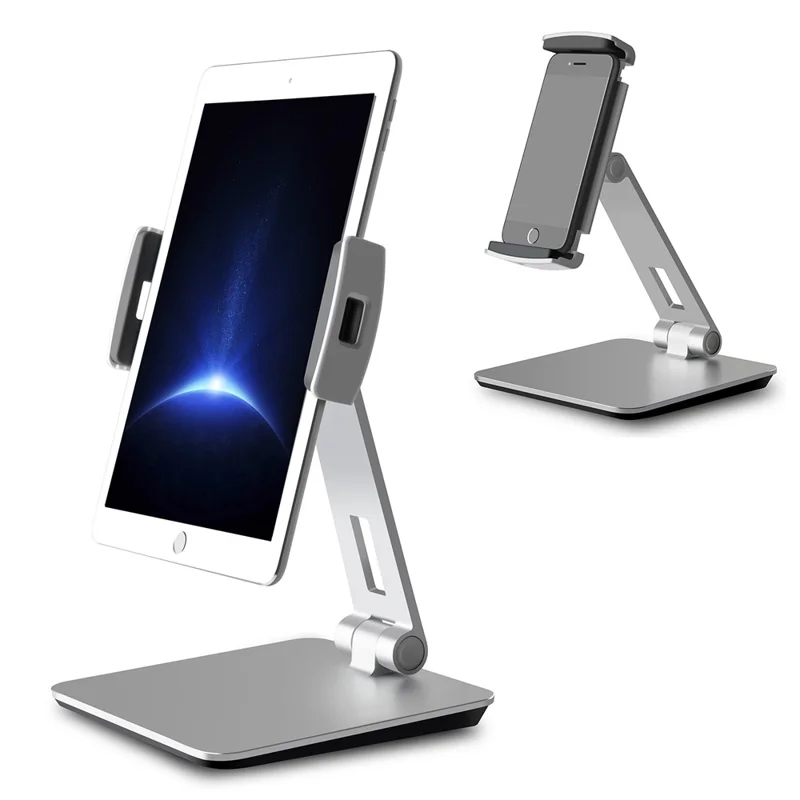 Foldable Rotary Aluminium Alloy 4-14 inch Phone Tablet Bracket Desktop Holder Stand - Grey