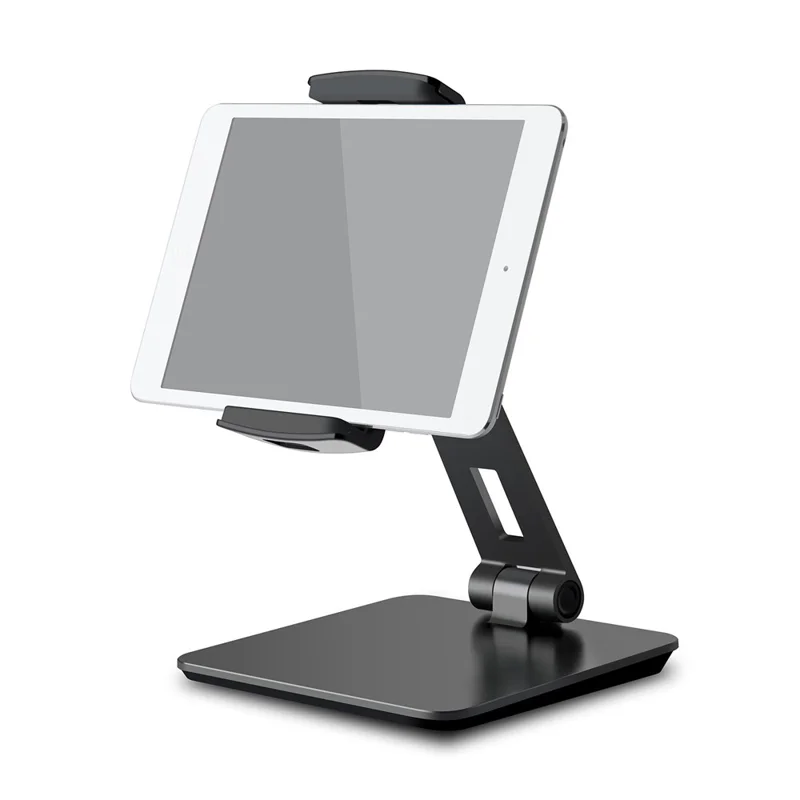 Vikbar roterande aluminiumlegering 4-14 tum telefon och plattor stativ - Svart