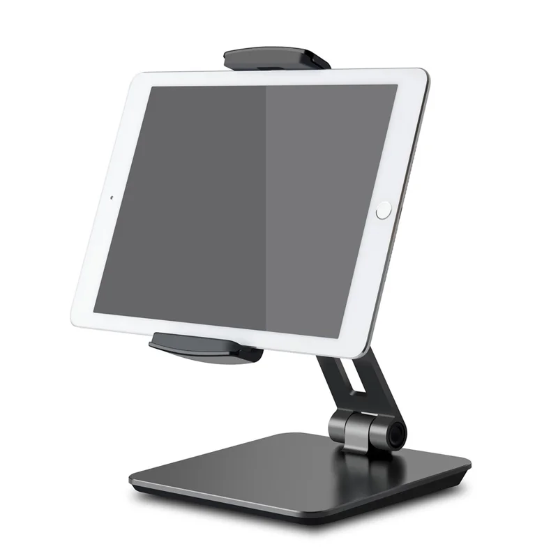 Vikbar roterande aluminiumlegering 4-14 tum telefon och plattor stativ - Svart