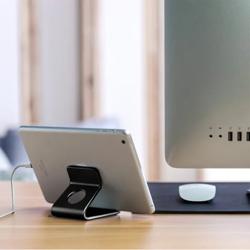 Portable Aluminum Alloy Desktop Phone Holder 7 Inch Tablet Stand - Black