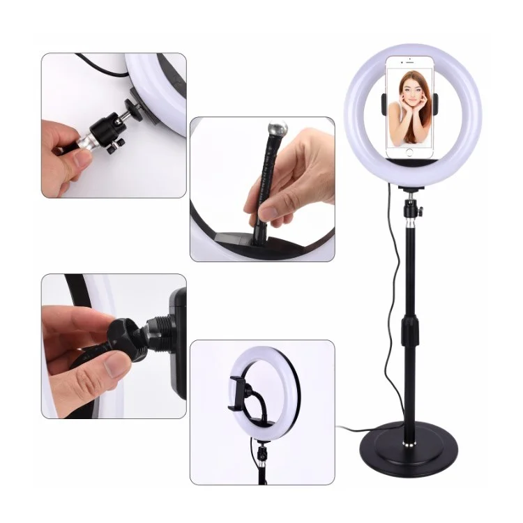 Selfie Flash Ring Light Soporte de Teléfono Móvil Cámara LED Monte de Brazo Largo USB Soporte USB