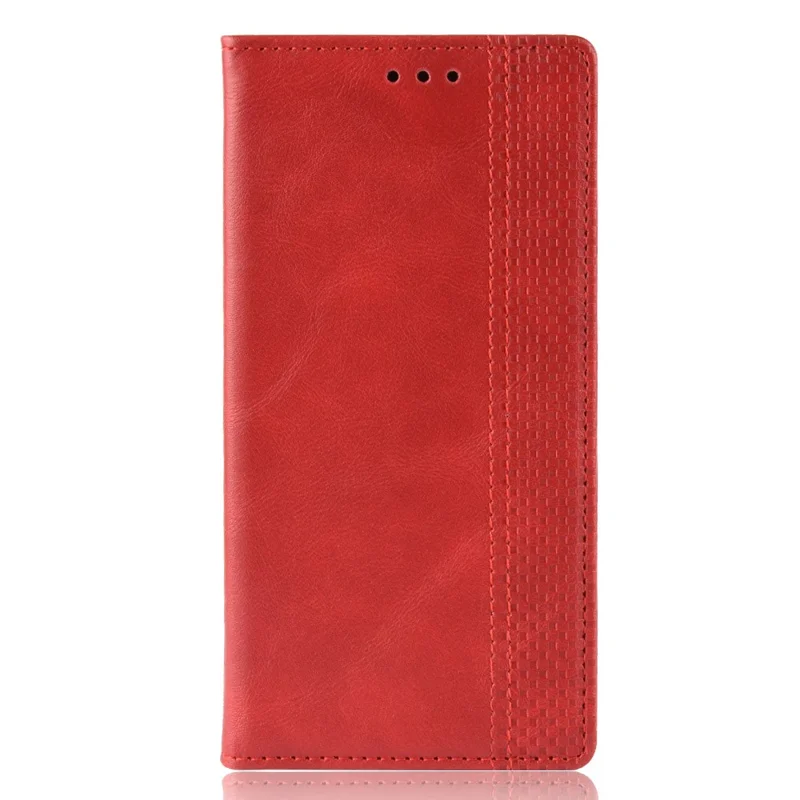 Auto-absorbed Vintage Style Leather Wallet Stand Protective Case for ZTE Blade A7 2019 - Red