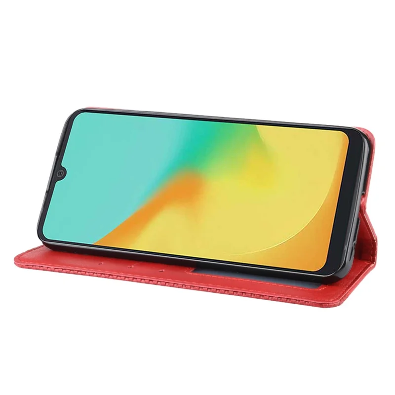 Auto-absorbed Vintage Style Leather Wallet Stand Protective Case for ZTE Blade A7 2019 - Red