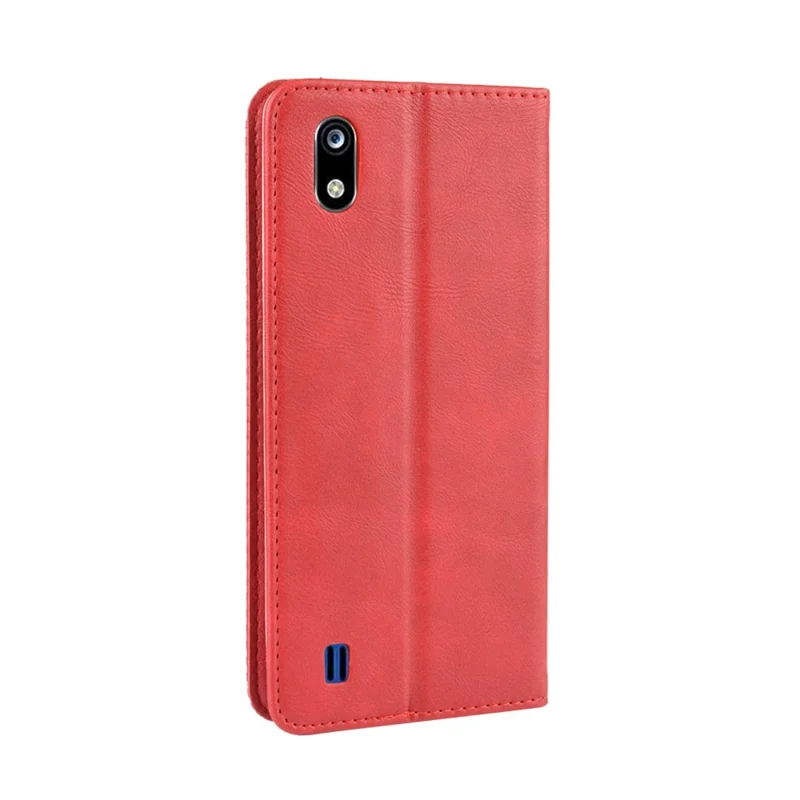 Auto-absorbed Vintage Style Leather Wallet Stand Protective Case for ZTE Blade A7 2019 - Red