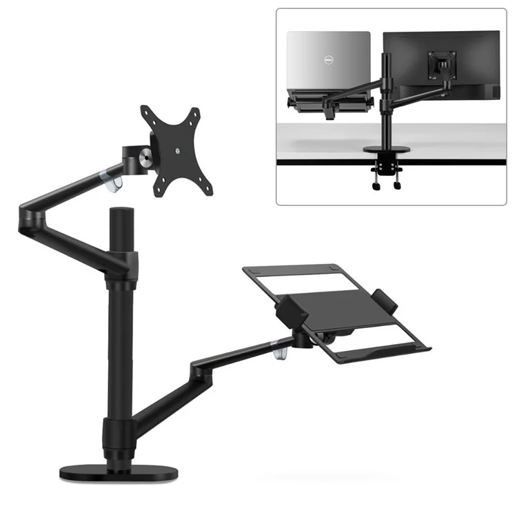 UPERGO OLL-3L Laptop Monitor Armhalterung Desktop Verstellbare LCD Tischhalterung Kompatibel Mit 10-17 Zoll Laptop 42cm Stange - Schwarz