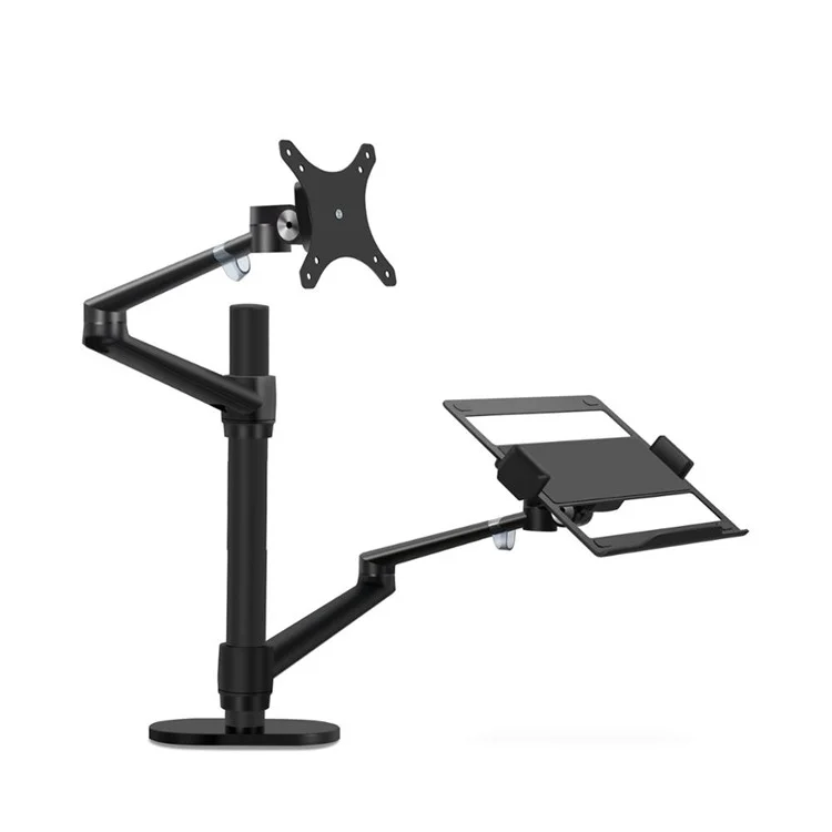 UPERGO OLL-3L Soporte De Brazo Para Monitor De Computadora Portátil Soporte De Escritorio Para Escritorio LCD Ajustable Compatible Con Computadora Portátil De 10-17 Pulgadas Con Poste De 42 Cm - Negro