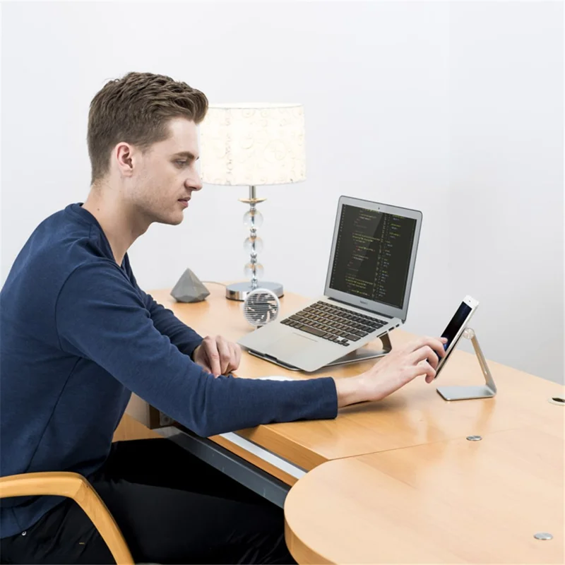 UPERGO AP-4XL Adjustable Tablet Mobile Phone Metal Desktop Stand Holder - Silver