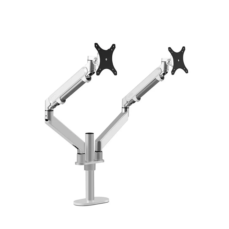 UPERGO OL-2Z Dual LCD Monitor Arms Stand Fully Adjustable Desk Mount for Office/Home - Silver