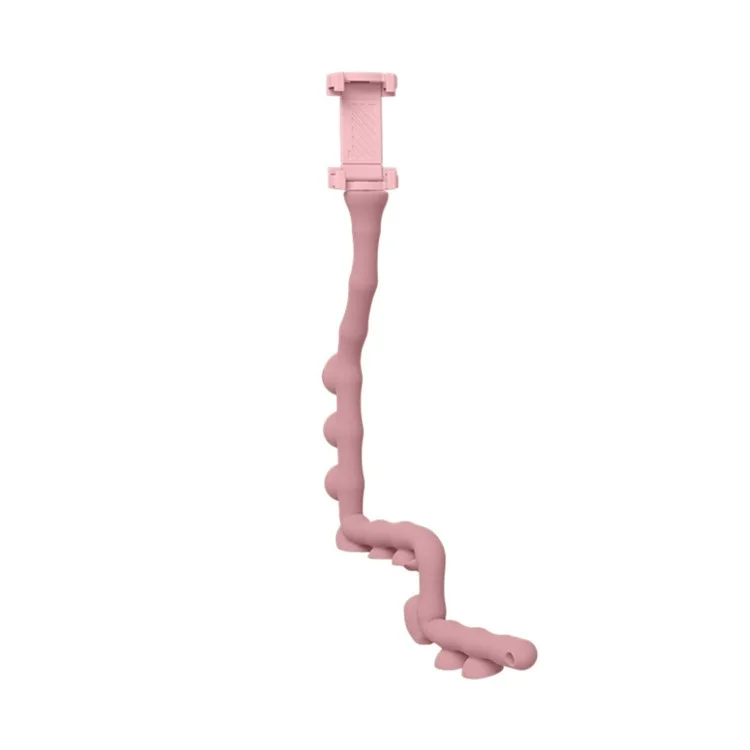 Portable Caterpillar Shape Phone Lazy Bracket Sucker Flexible Desktop Bedside Outdoor Mobile Phone Holder Stand - Pink