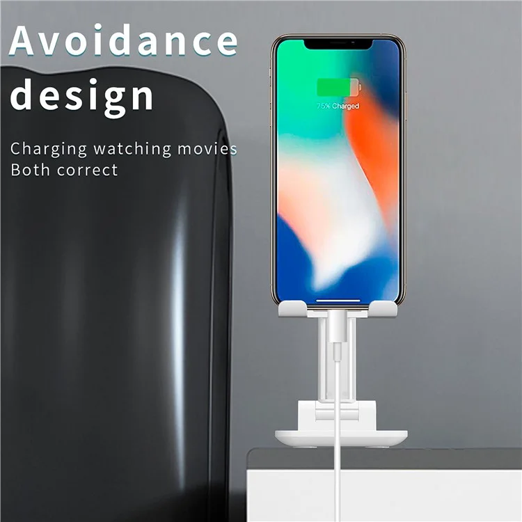 Foldable Desktop Phone Holder Tablet Stand Mobile Desk Stand Mobile Tablet Holder - White
