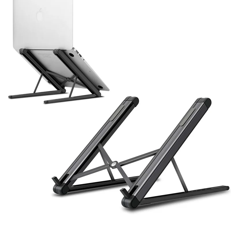 Portable Heat Dissipation Aluminum Alloy Laptop Holder Foldable Adjustable Notebook Stand - Black