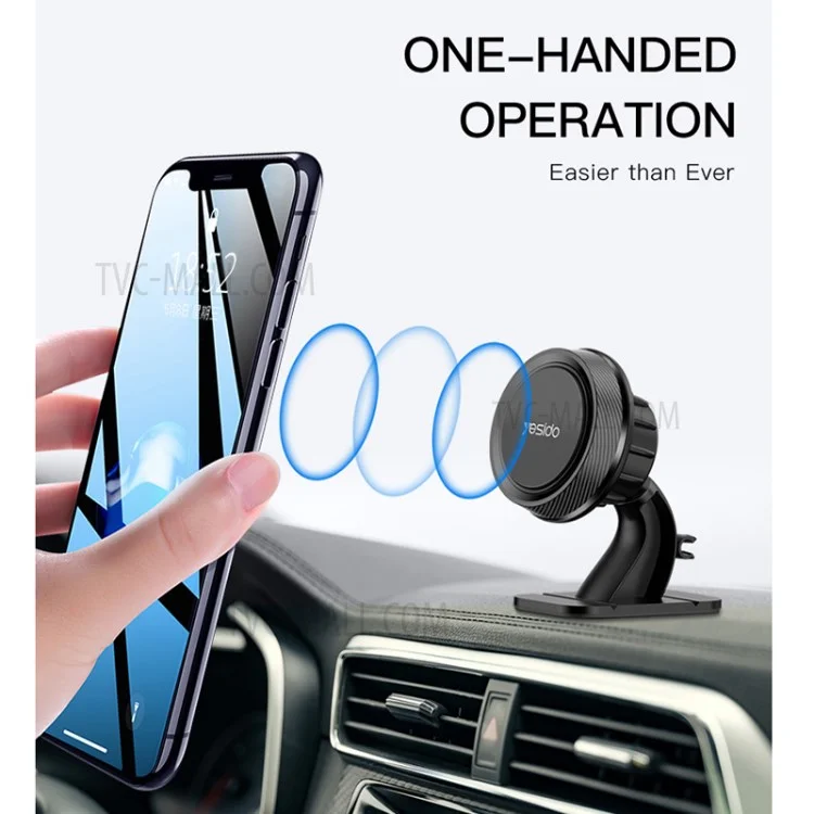 YESIDO C60 Universal Dashboard Magnetic Car Phone Holder Mount for 3.5-6 inches - Black