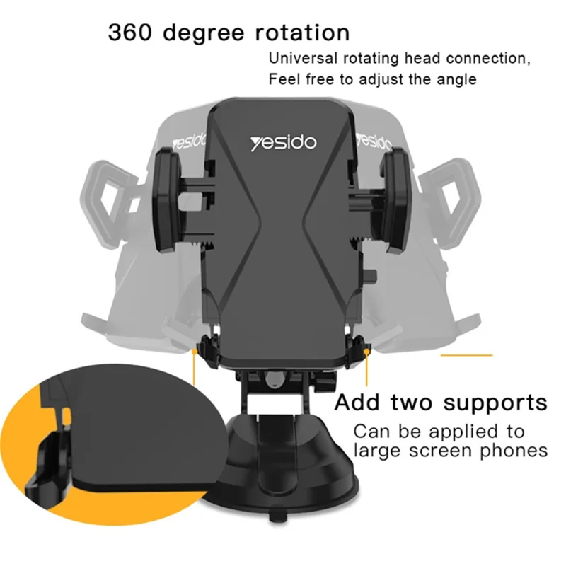 YESIDO C40 Universal Auto Clip Car Phone Holder Mount for 4-7 inches Phones