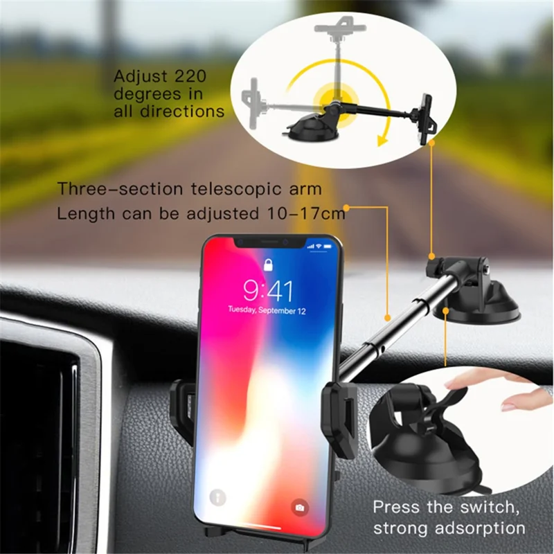 YESIDO C40 Universal Auto Clip Car Phone Holder Mount for 4-7 inches Phones