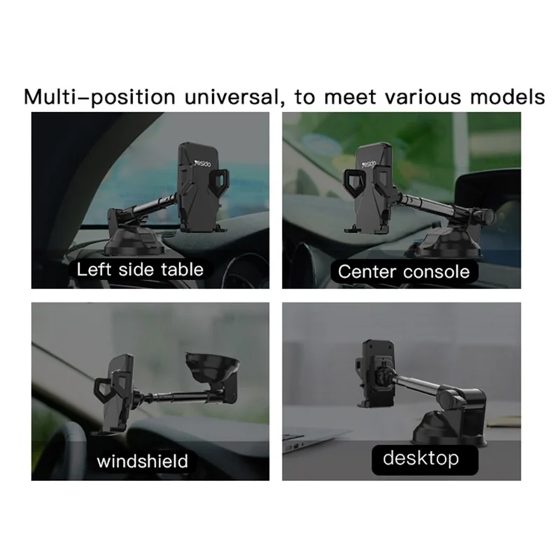 YESIDO C40 Universal Auto Clip Car Phone Holder Mount for 4-7 inches Phones