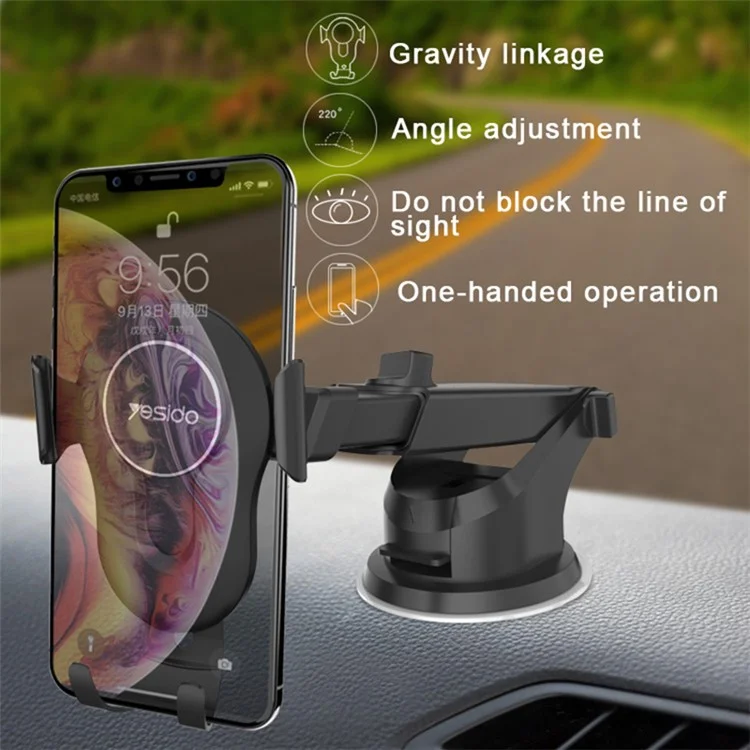 YESIDO C44 Universal Dashboard Car Phone Holder Bracket Mount for 3.5-6 inches Phones