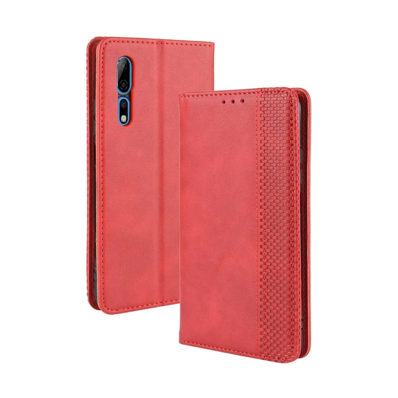 Vintage Style Wallet Leder Stand Hülle Für ZTE Axon 10 Pro/Axon 10 Pro 5G/A2020 Pro - Rot