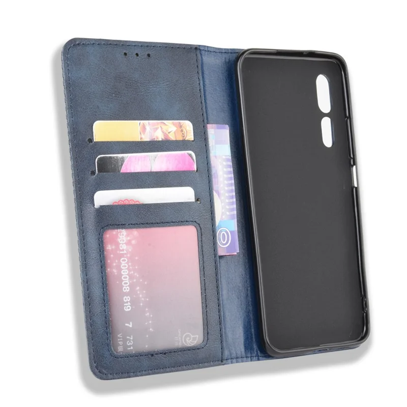 Vintage Style Wallet Leder Stand Hülle Für ZTE Axon 10 Pro/Axon 10 Pro 5G/A2020 Pro - Blau