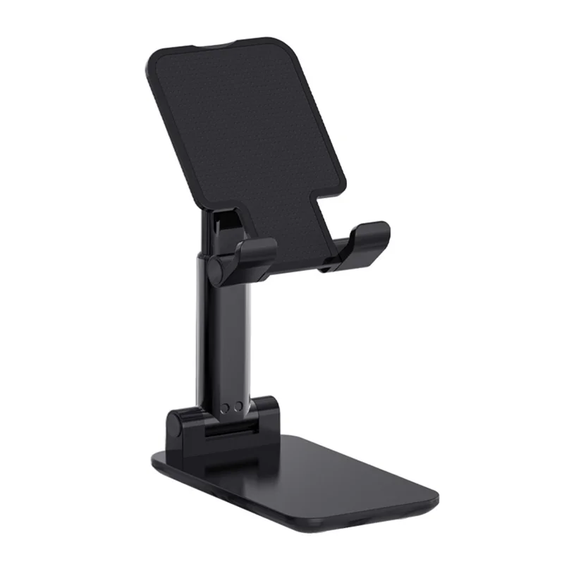 T4 Universal Height Adjustable Phone Tablet Holder Stand Portable Foldable Desktop Bracket - Black