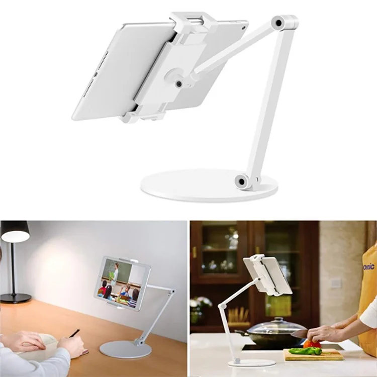 AP-7L Braccio lungo in alluminio per telefono cellulare Rotazione 4,7-12,9 pollici Ipad Ipad PC Supporto per laptop PC - Argento
